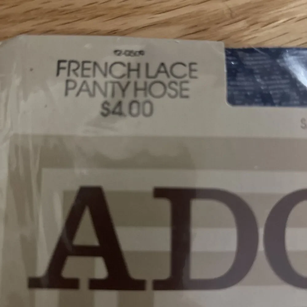 Vintage Adolfo French Lace Pantyhose Navy Size B Sandalfoot Discontinued Style